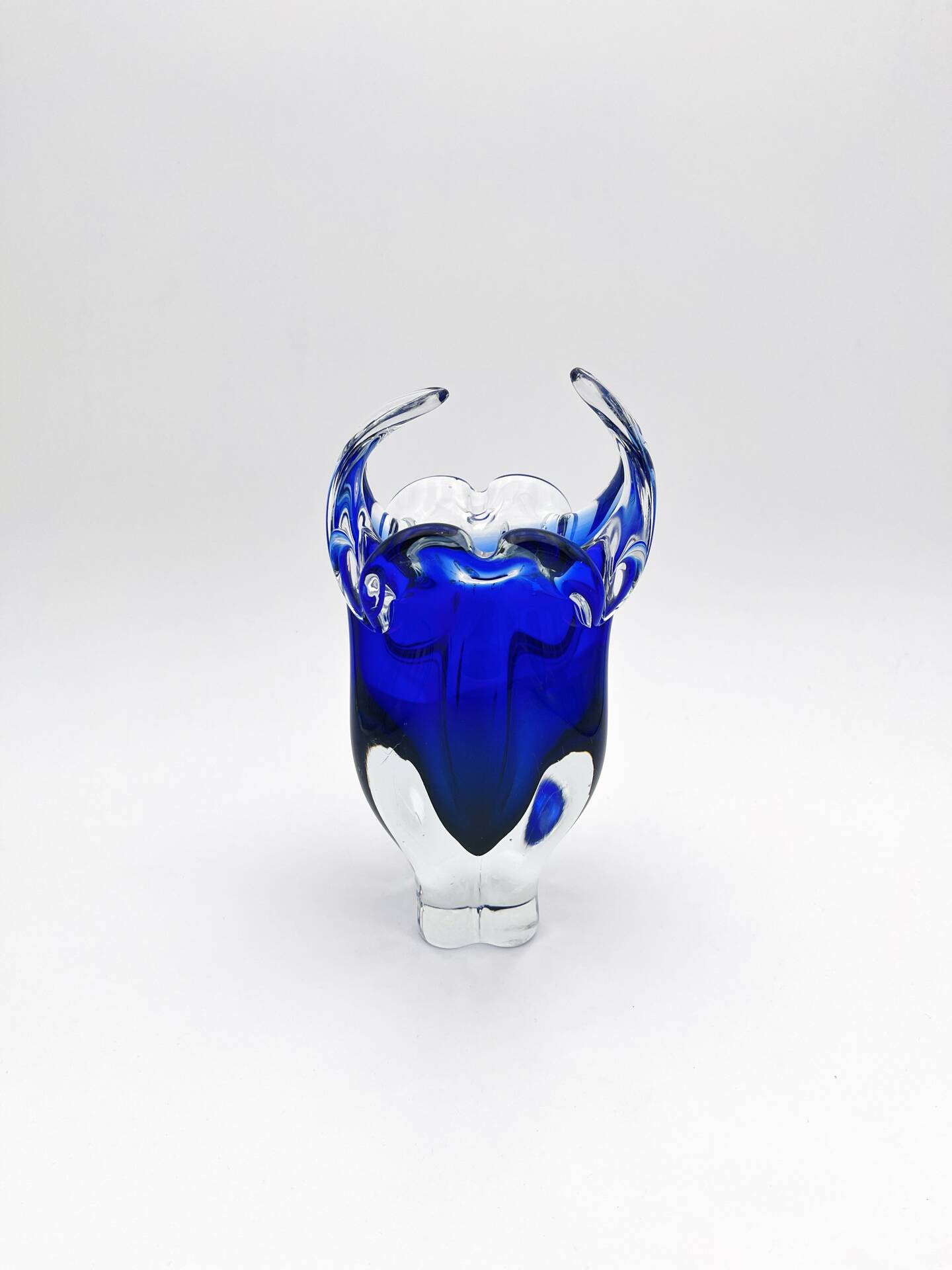Vase Josef Hospodka Chribska Bohemia Cobalt Blue Glass 1960