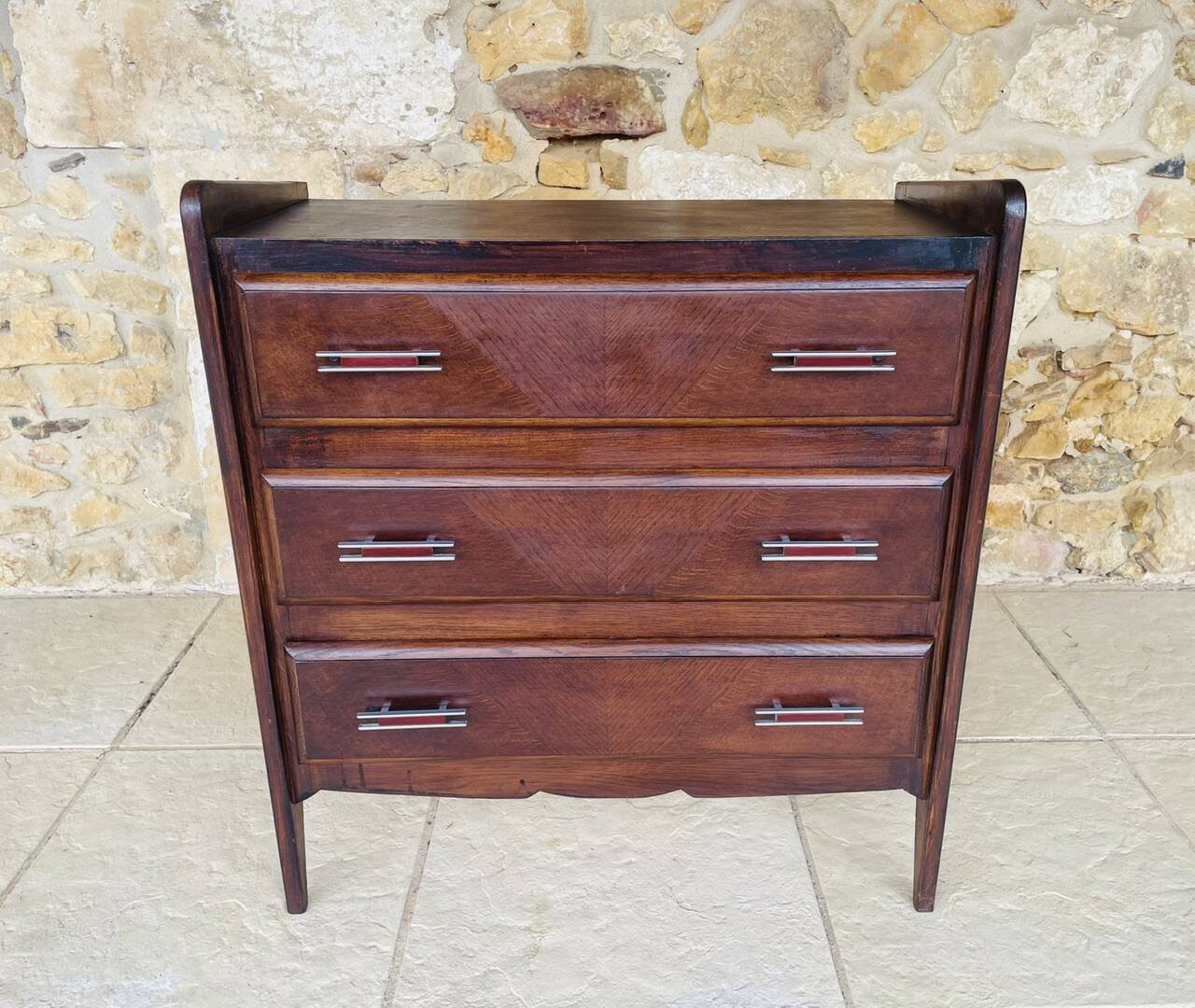 Commode de style Art Deco en noyer, circa 1950