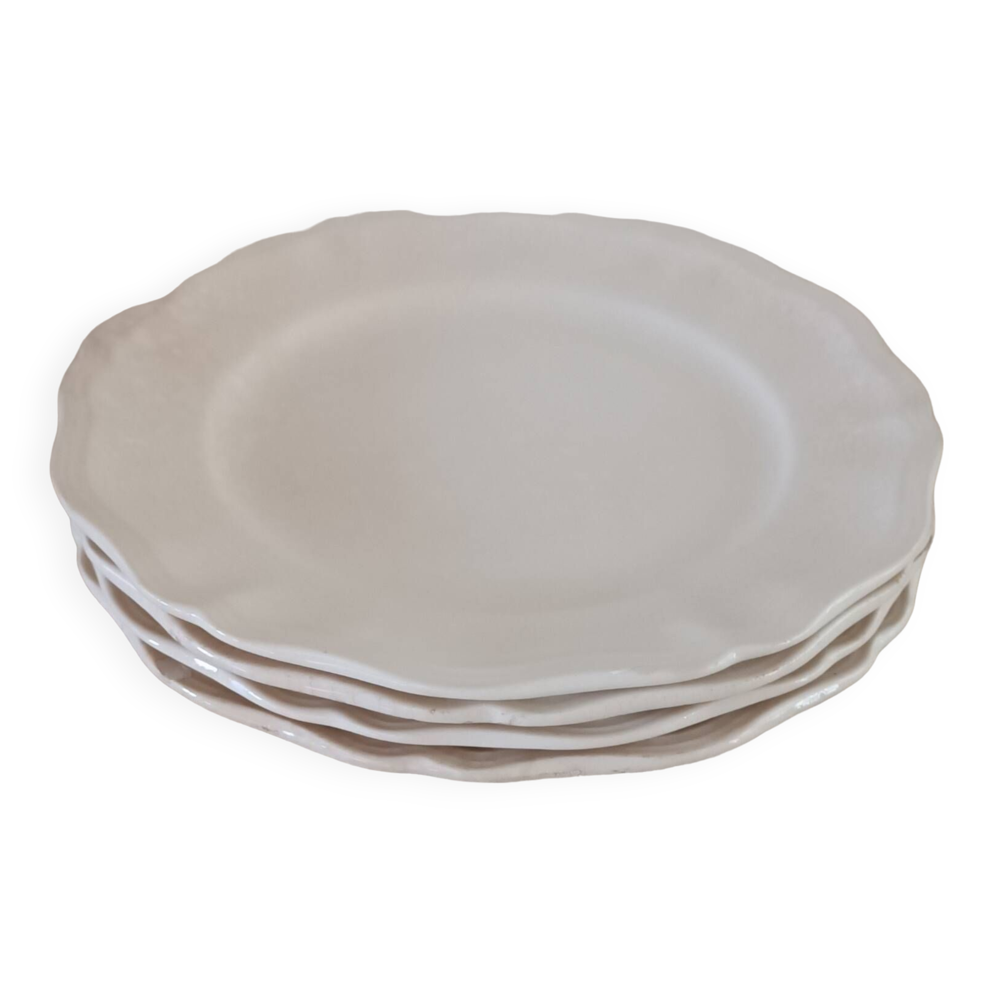 Set of 4 Sarreguemines ivory plates