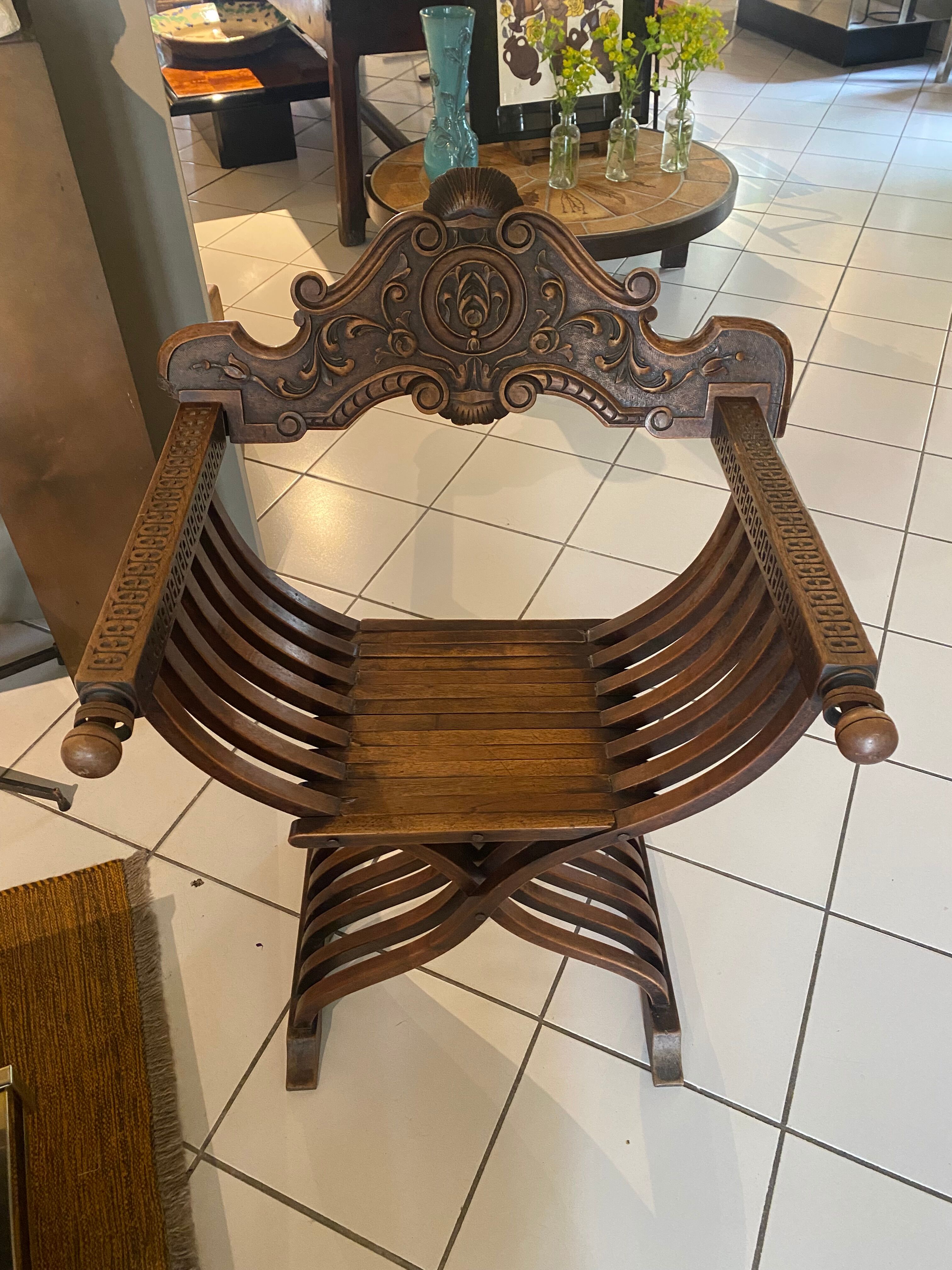 Wooden curule armchair 1880