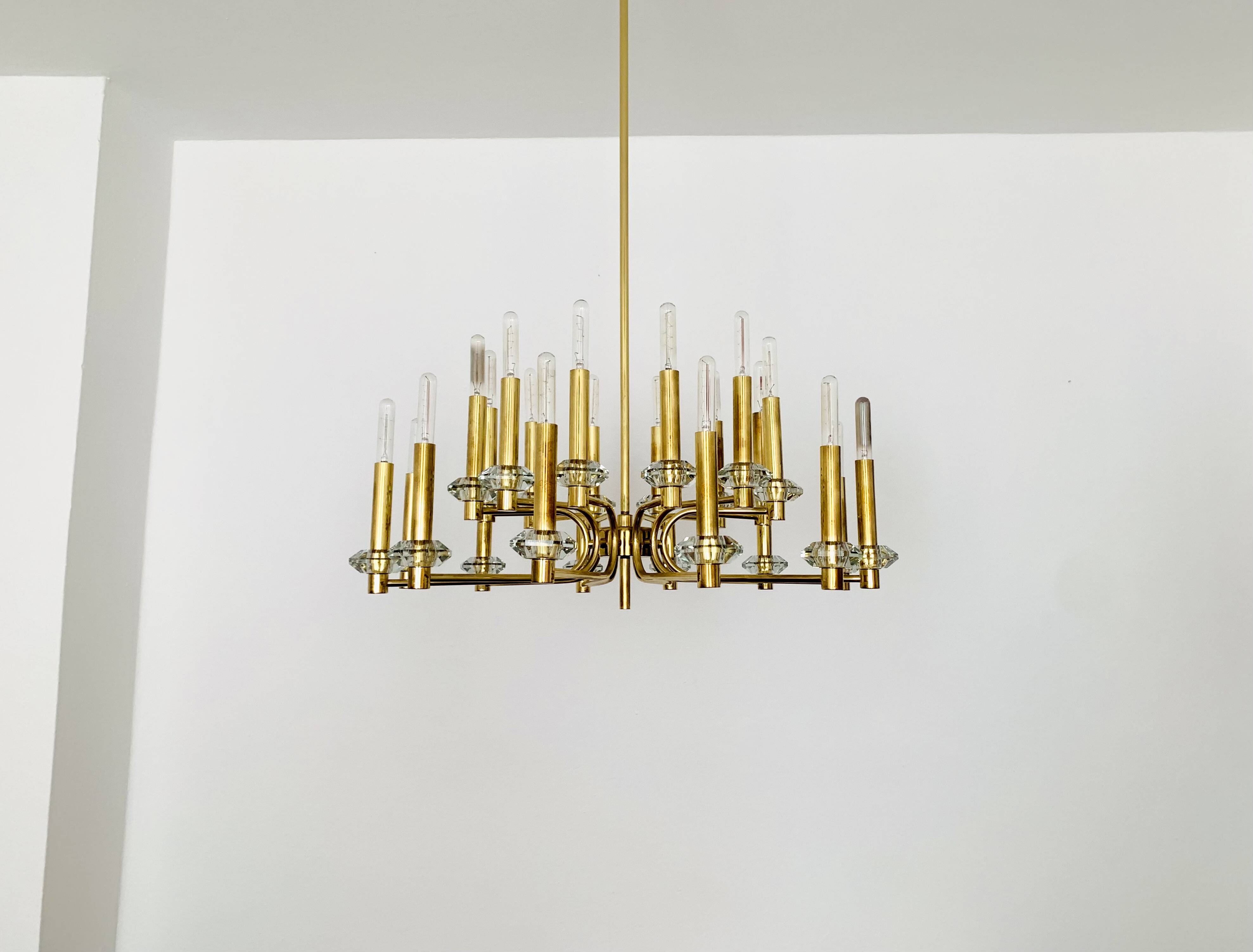 Brass Chandelier by Gaetano Sciolari