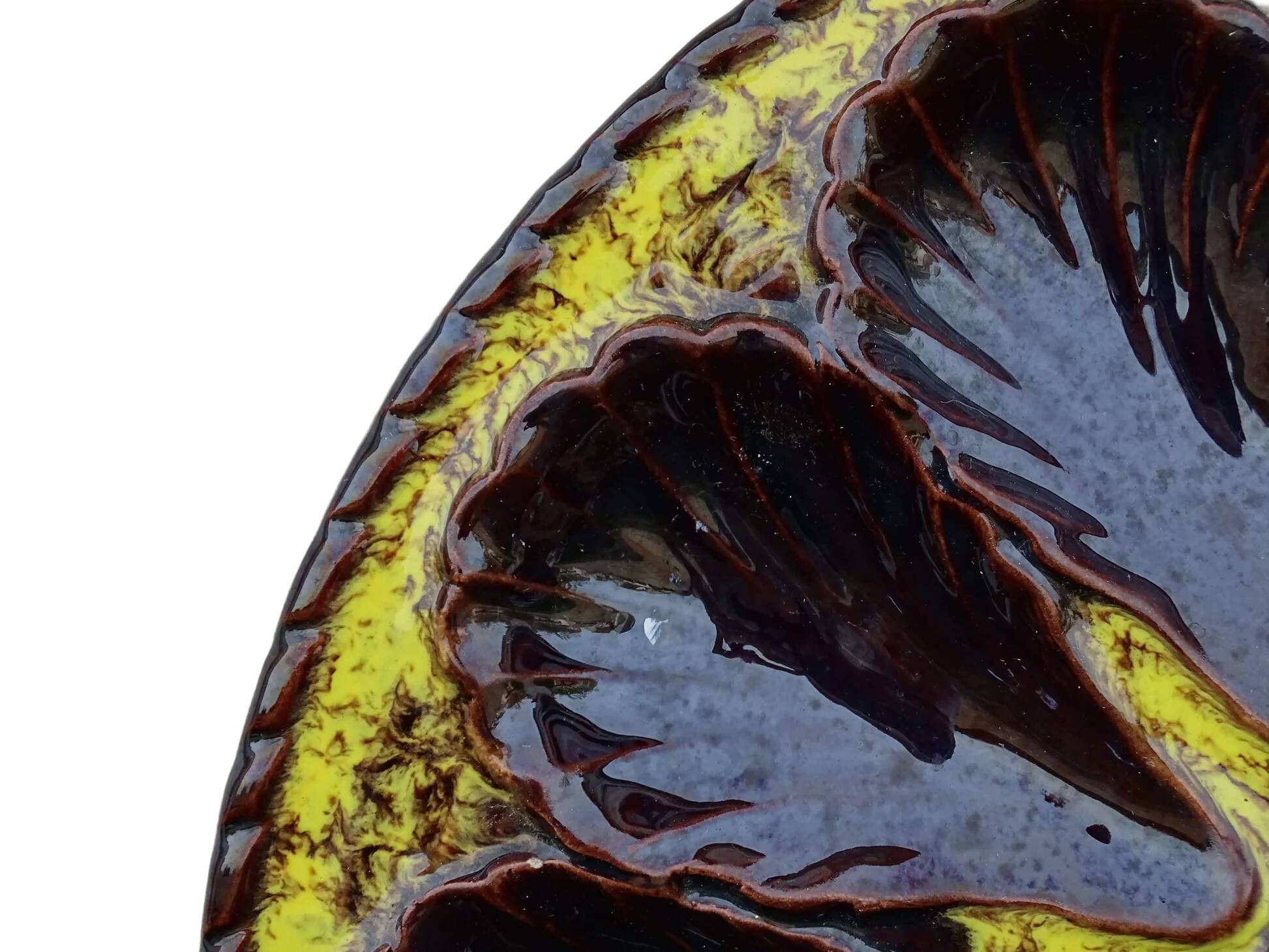 Grande assiette à huîtres vintage française en céramique de Vallauris, signée Marius Giuge