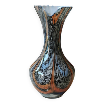 Murano Art Glass Carafe Vase/Carlo Moretti, Speckled Swirls