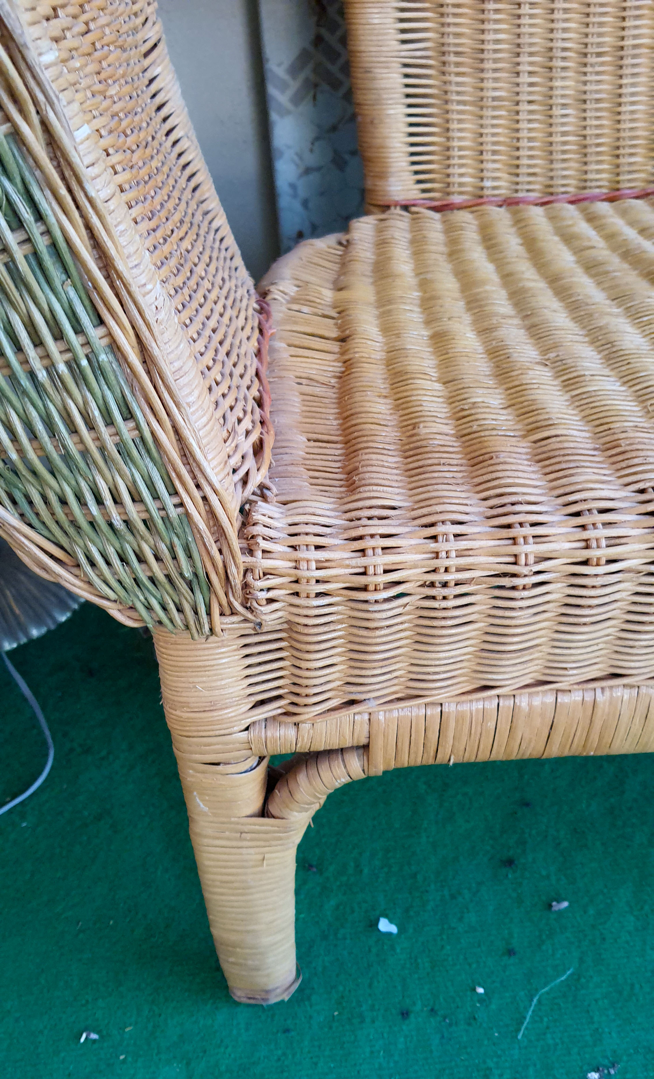 Braided rattan bench 128cm
