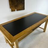 Oak farmhouse table, black top