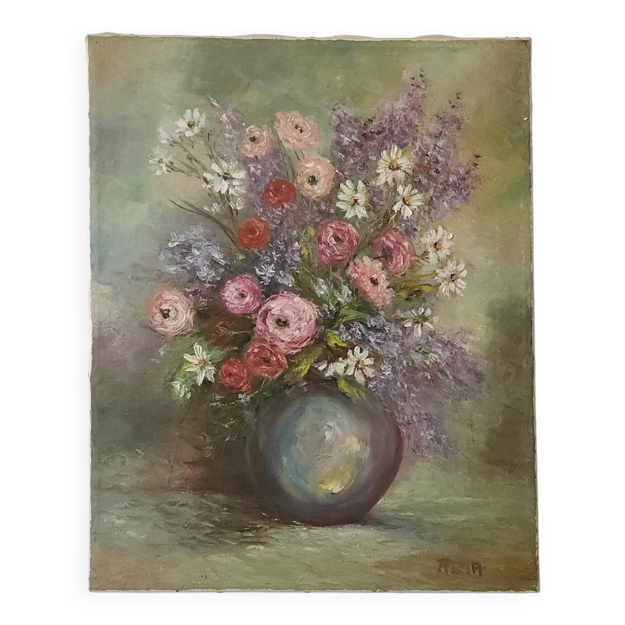 Toile bouquet de fleurs signé Alma