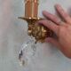 Anciennes appliques en bronze et cristal