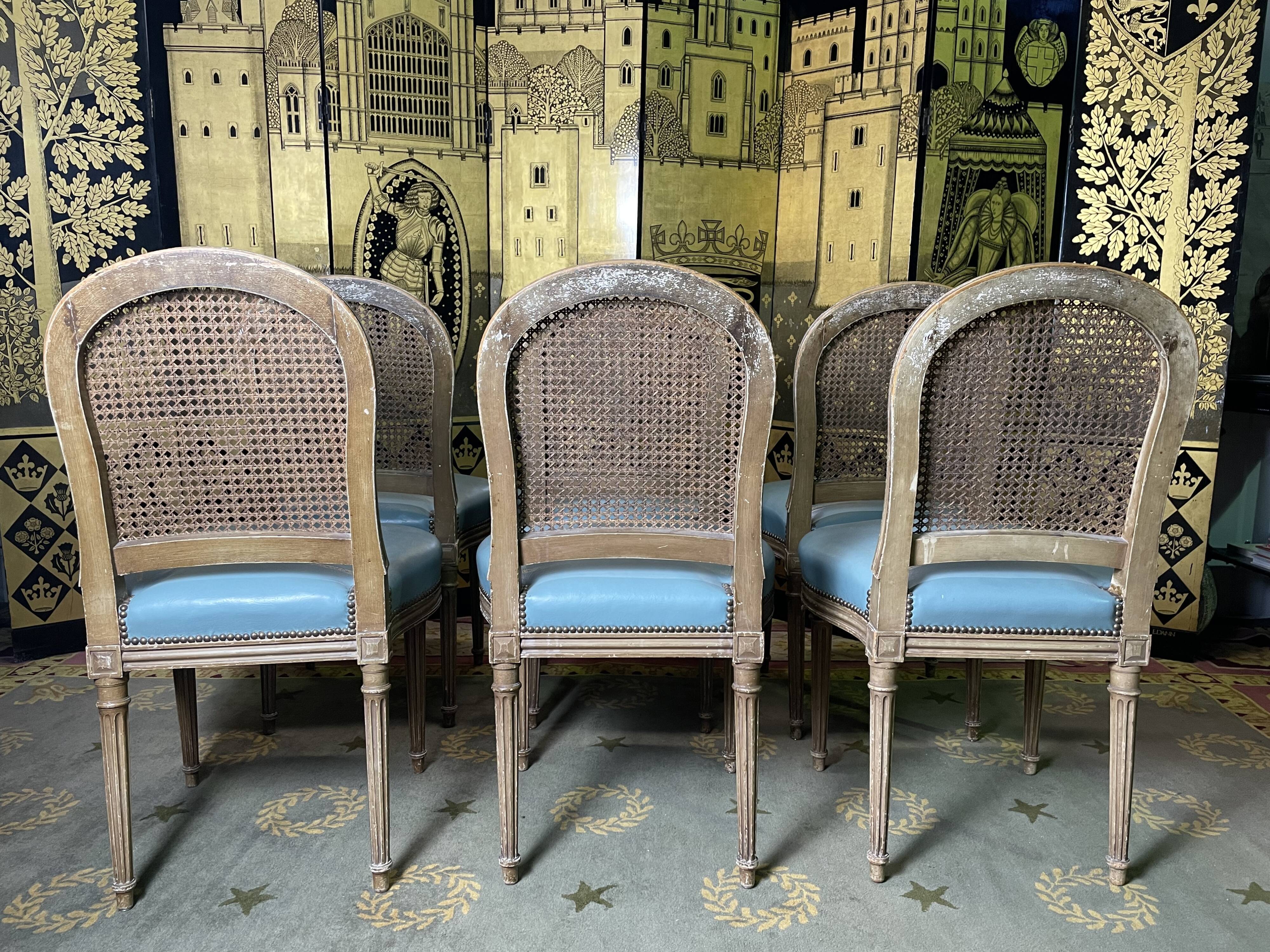 Suite of 6 Louis XVI style chairs signed Gouffé Paris