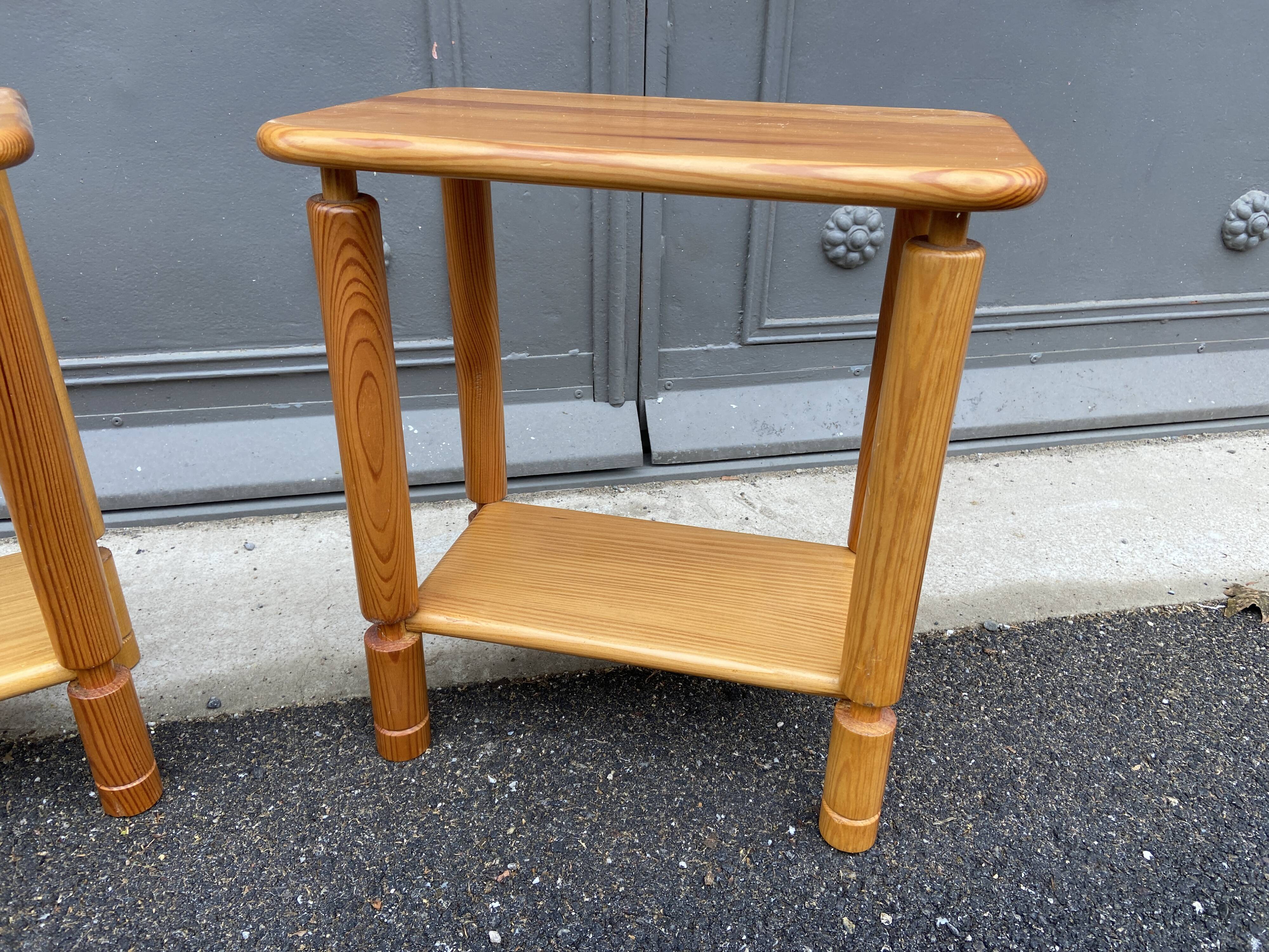 Scandinavian bedside pair Wood pine fir vintage design 1970/1980
