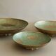 Lot of 3 vintage dishes in golden metal shell fishshells