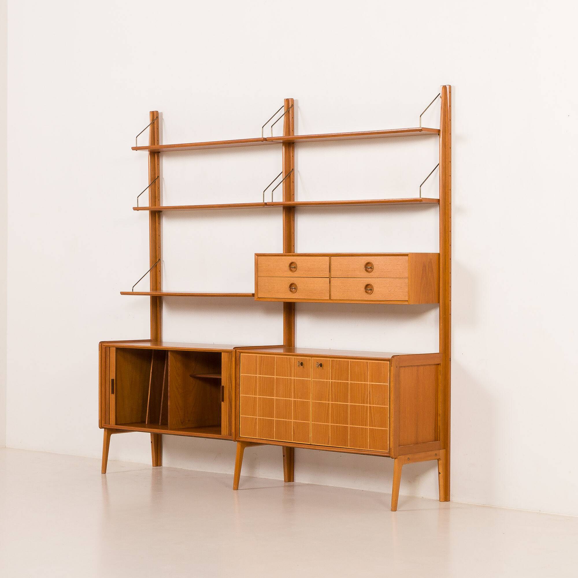 Fredrik A. Kayser teak free standing wall unit for Gustav Bahus, Norway 196