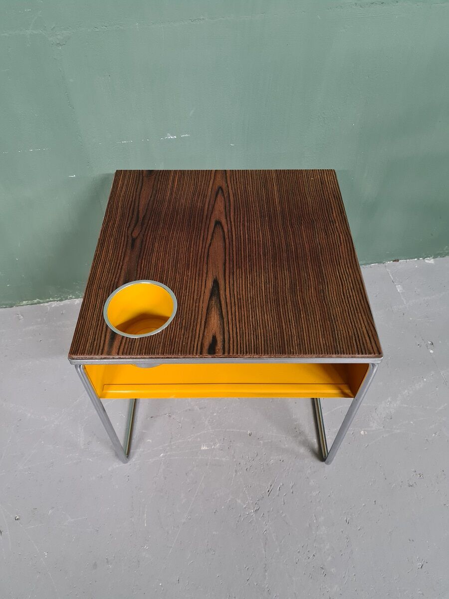Vintage Design Wengé And Metal Side Table