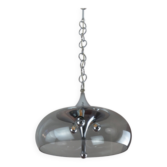 Ufo space age italian metal/acrylic pendant lamp 1970's