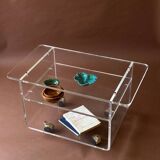 Table basse, meuble d’appoint sur roulette en Plexiglas  1970