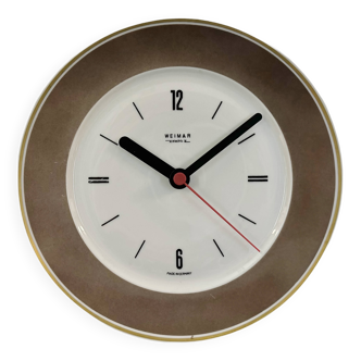 Vintage Porcelain East German Wall Clock from Weimar Electric, 1970s