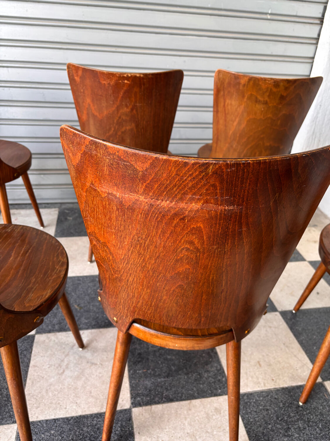Set of 10 Baumann bistro chairs