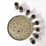 8 verres à shot et plateau en grés pyrité