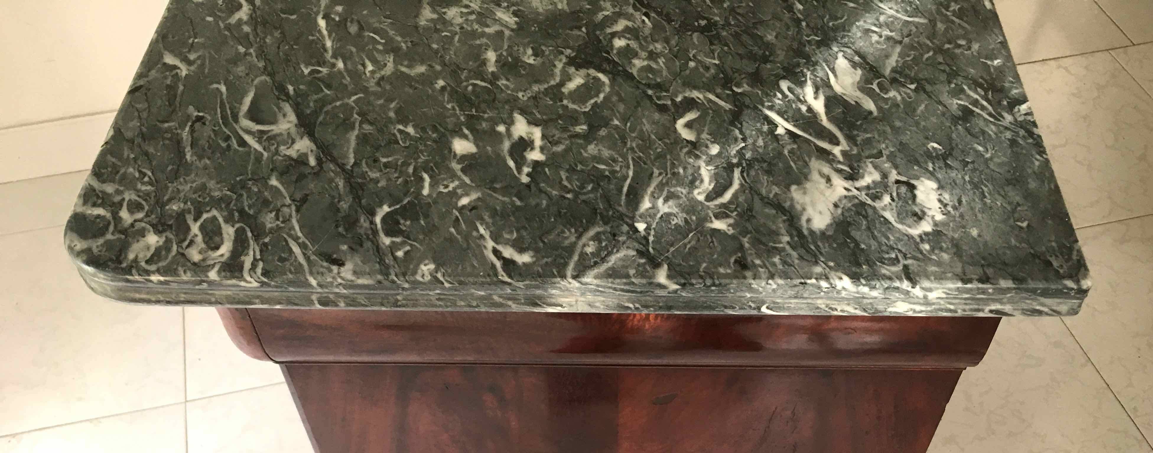 Commode XIXe Louis Philippe marbre sainte anne et noyer
