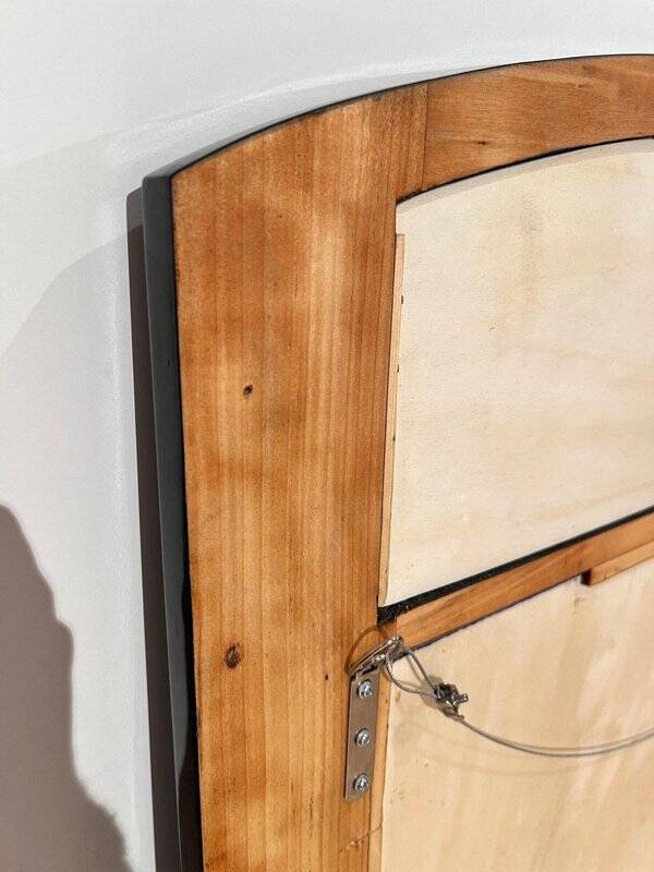 Art Deco Wall Mirror in Black Lacquer & Silver Leaf, France, 1930s