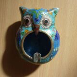 Bronze Owl Ashtray + Cloisonné Enamel