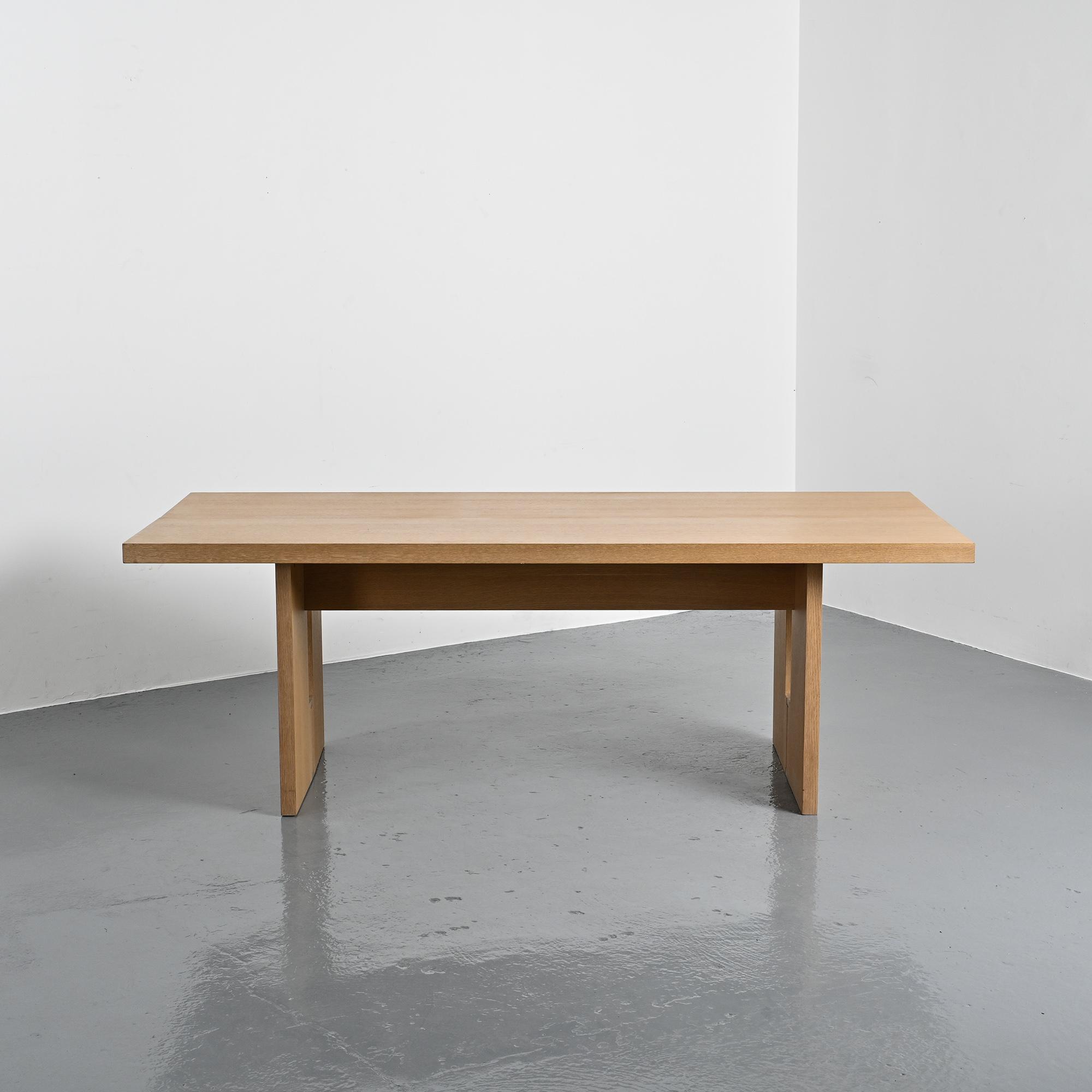 Console extensible dining table in cerused wood, 20th century