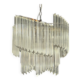 Chandelier with Murano glass quadrilateral prisms, handmade.