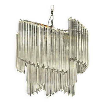 Lampadario con vetri prismi quadriedri di Murano, fatto a mano
