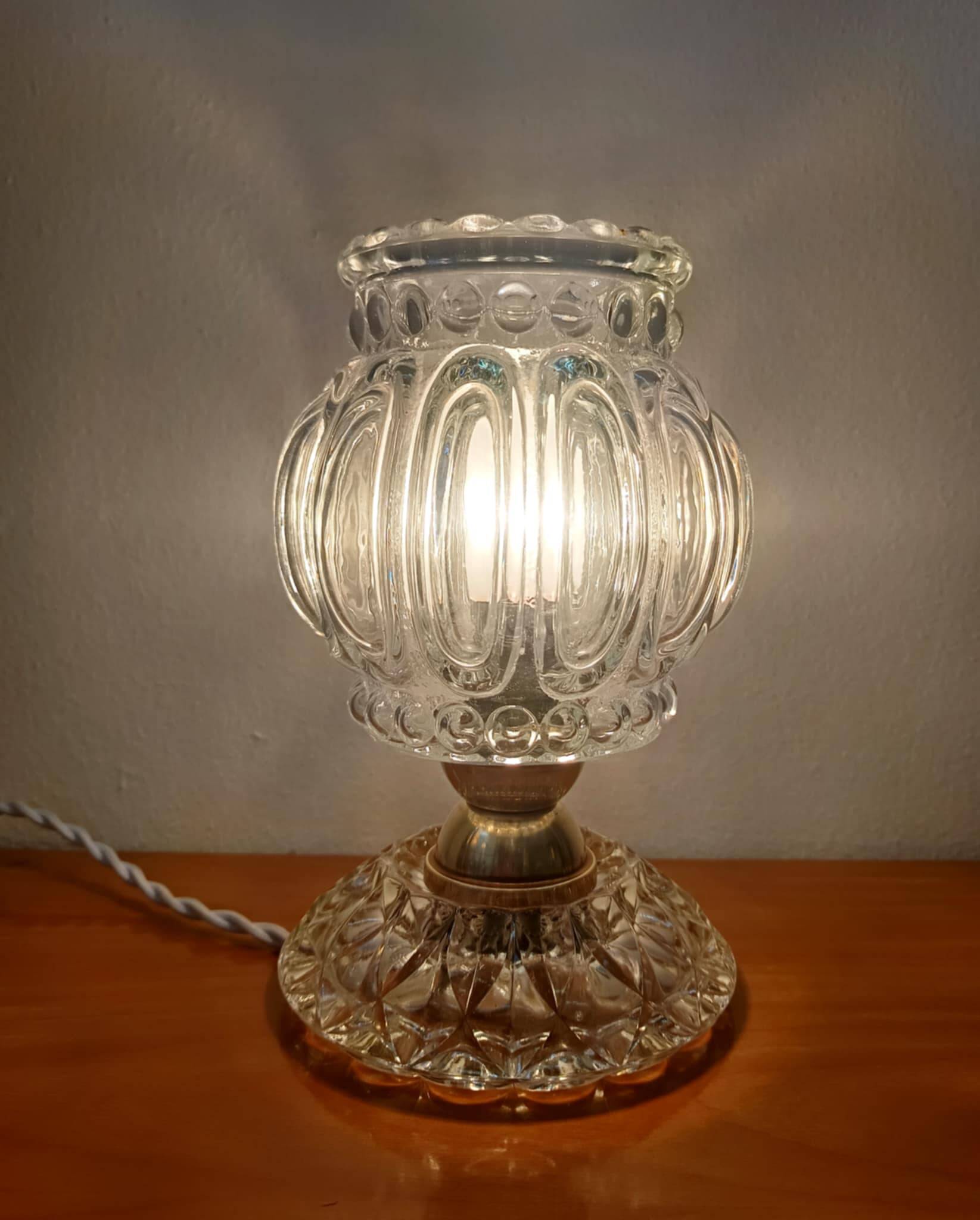 Art Deco glass and brass table lamp