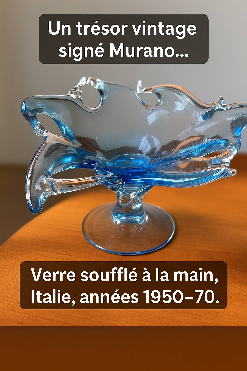 Murano blown glass centrepiece bowl - Vintage Sculptural Design