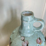 Signed ceramic bottle vase, cherry blossoms, 70s