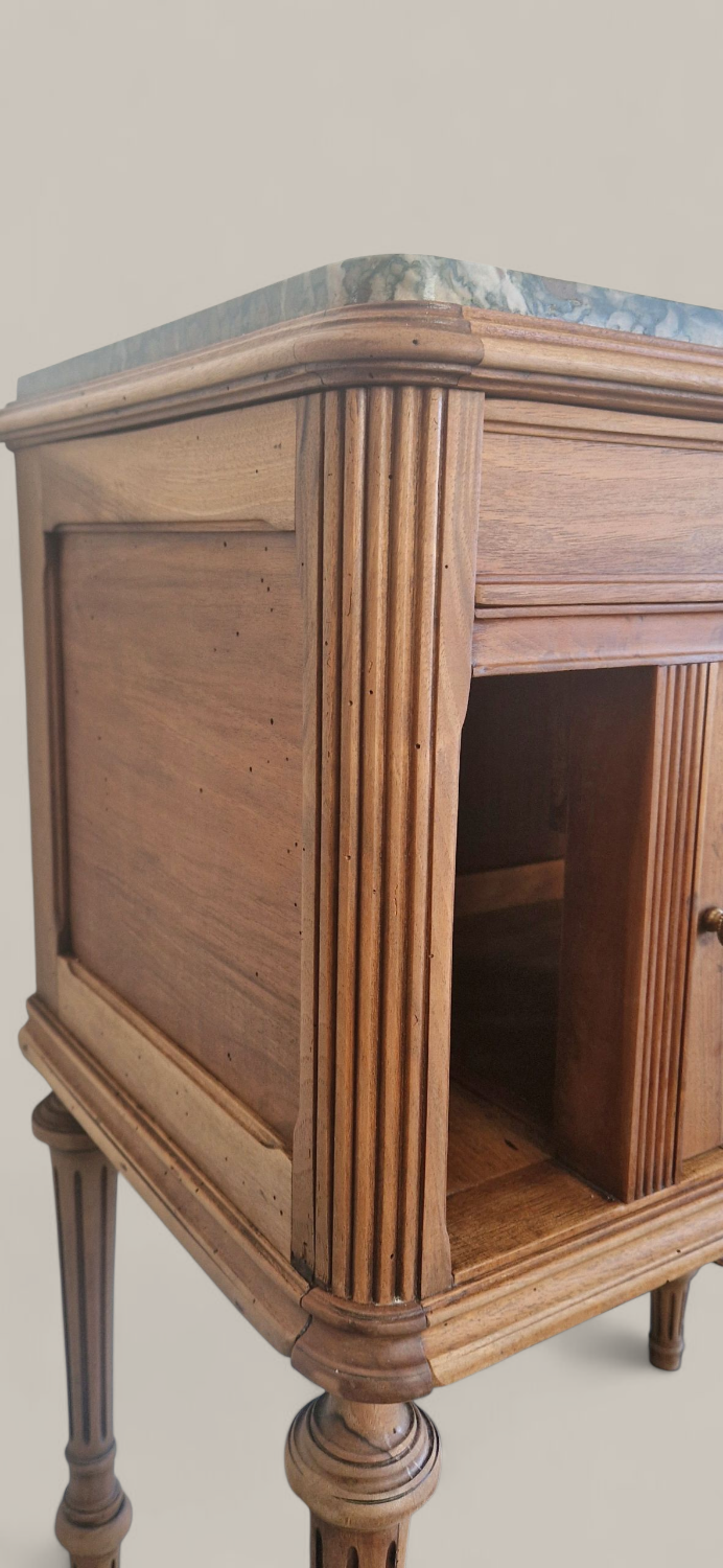 Walnut and green marble sideboard – Louis XVI style – Early 19th century