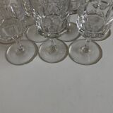 Set of 9 champagne flutes with flat sides in crystal sounding 1960