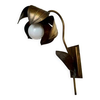 Jansen style 1960s gilded brass flower wall light