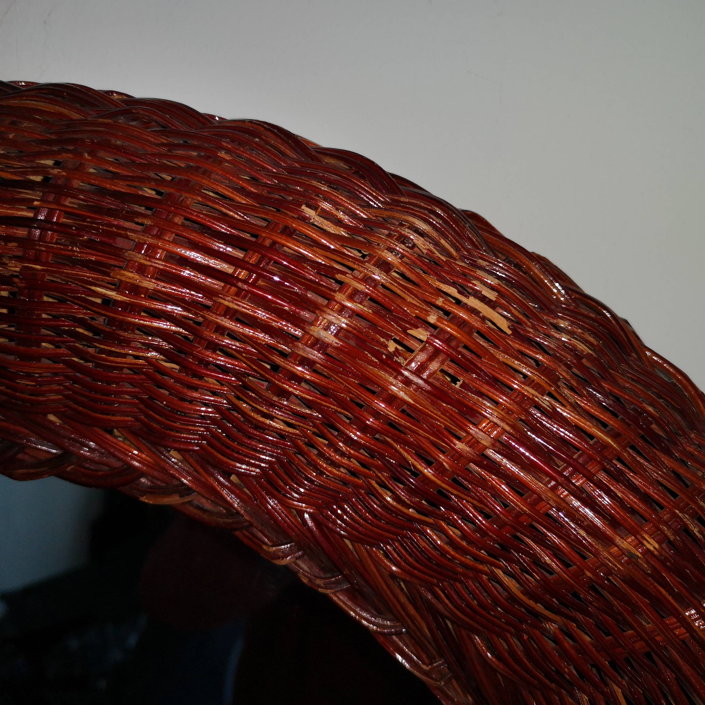 Woven wicker mirror vintage italy 1970