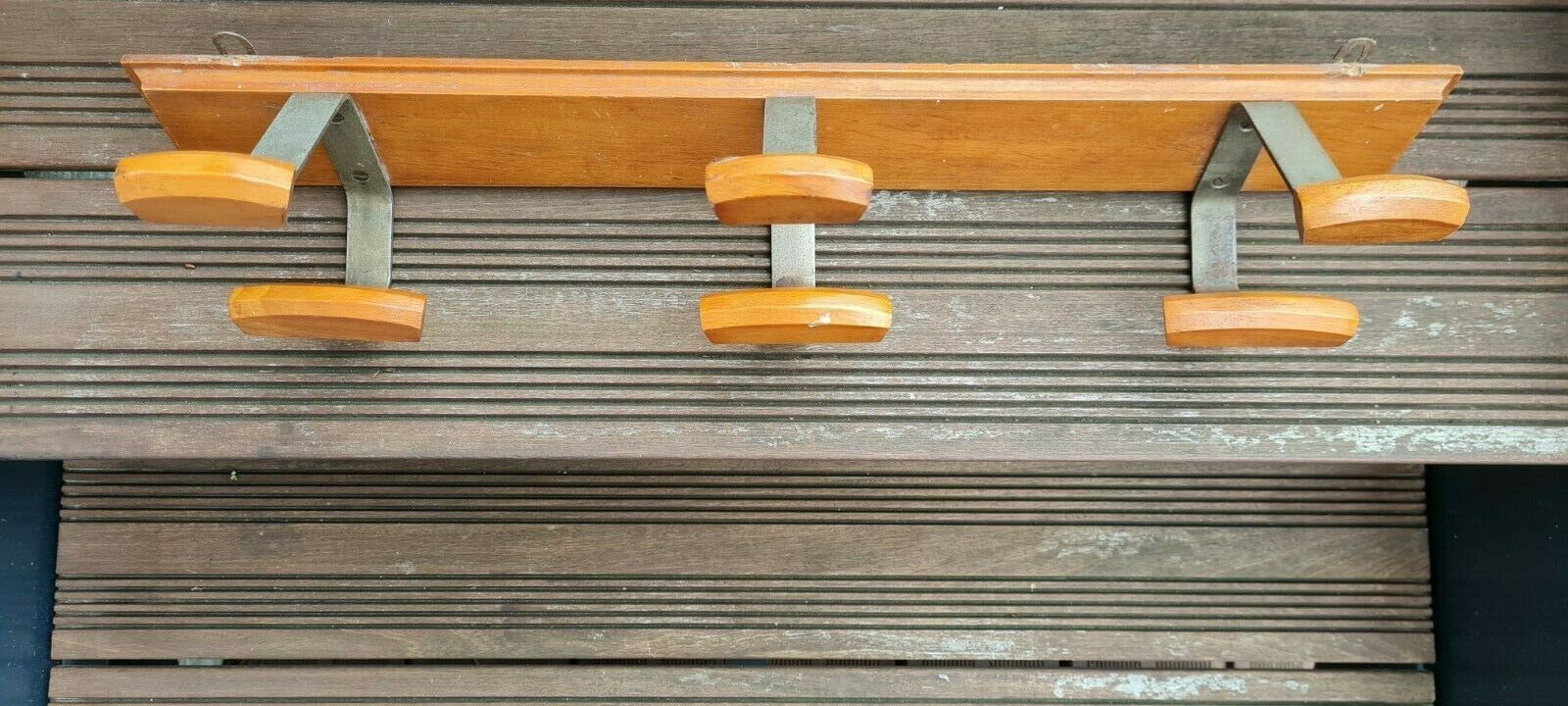 Vintage wooden and metal hook