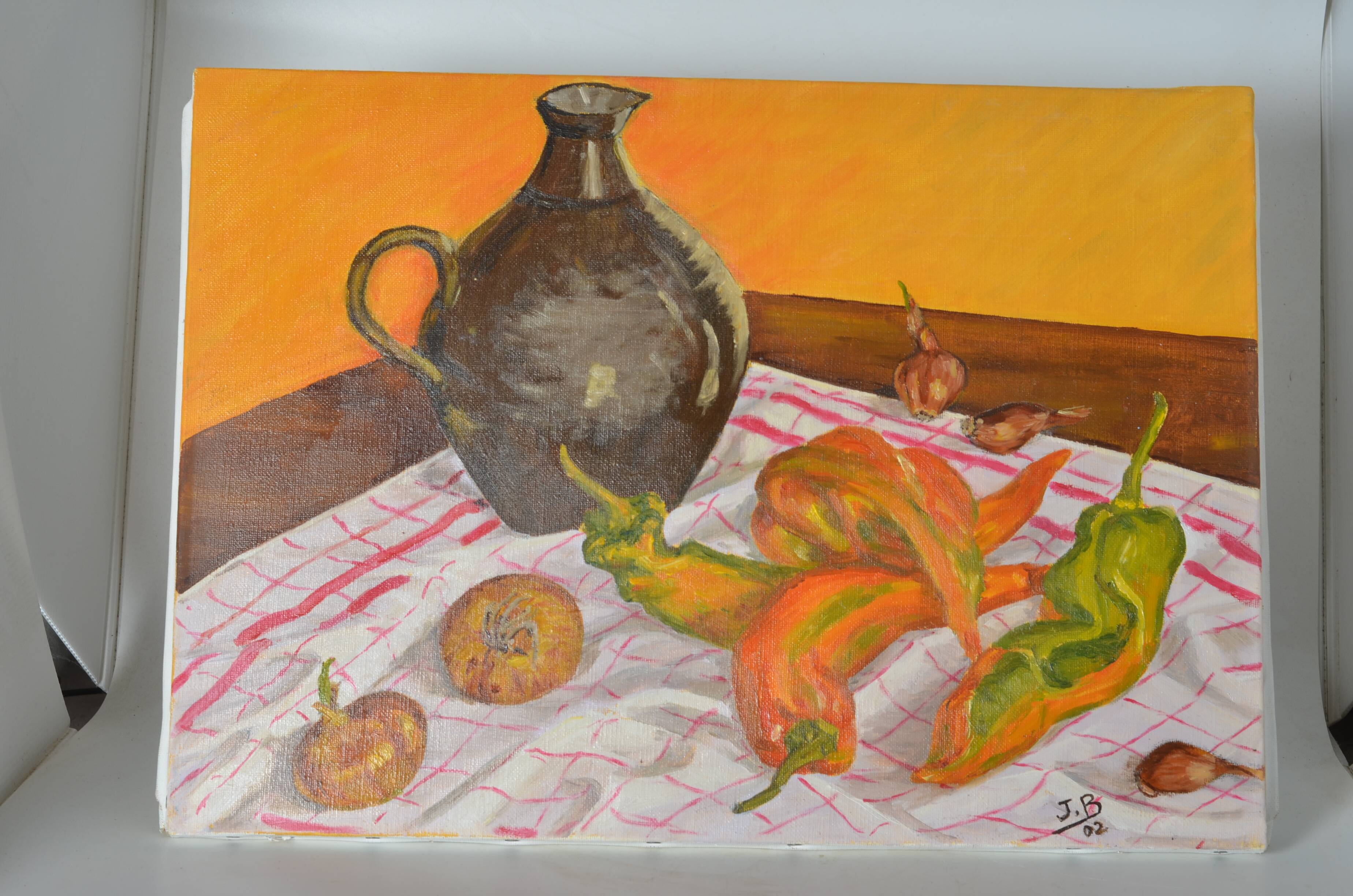 Oil on canvas Still life with peppers