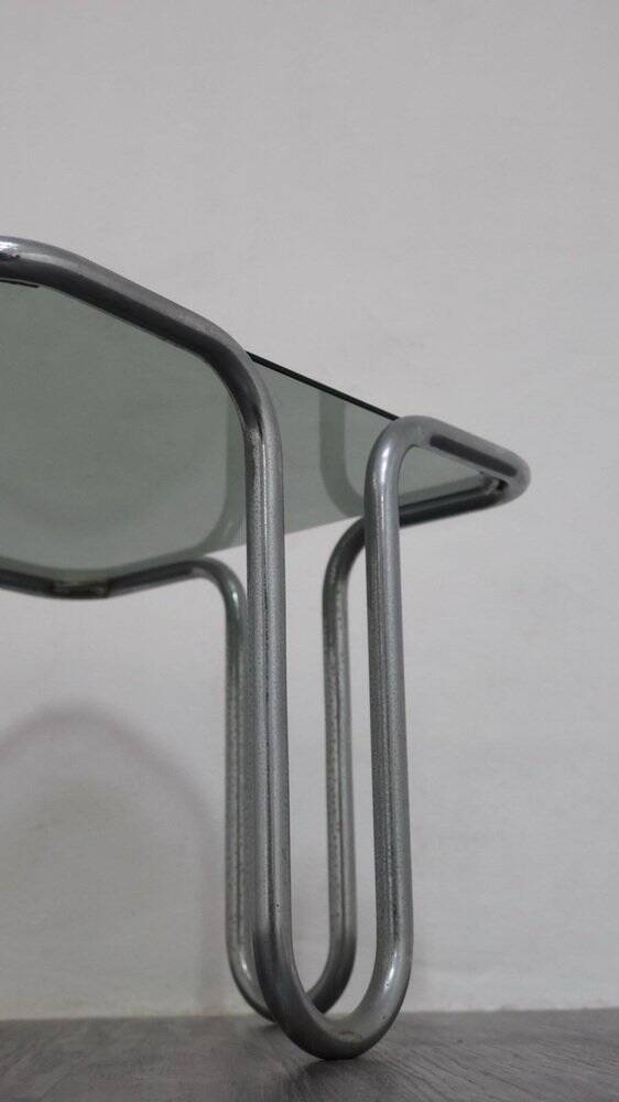 Coffee Table in Chromed Tubular Steel and Smoked Glass by Ezio Didone, 1970s