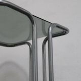 Coffee Table in Chromed Tubular Steel and Smoked Glass by Ezio Didone, 1970s