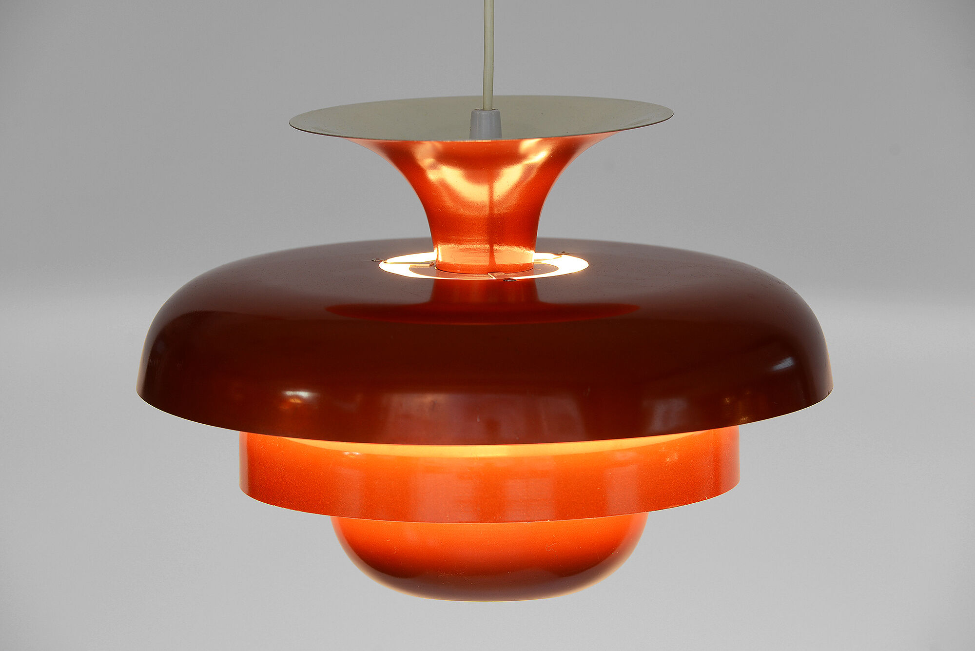 Layered metal pendant light with candy apple lacquer, Sweden 1970s