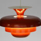 Layered metal pendant light with candy apple lacquer, Sweden 1970s