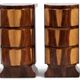 A pair of Art Deco bedside tables in beech wood & rosewood.