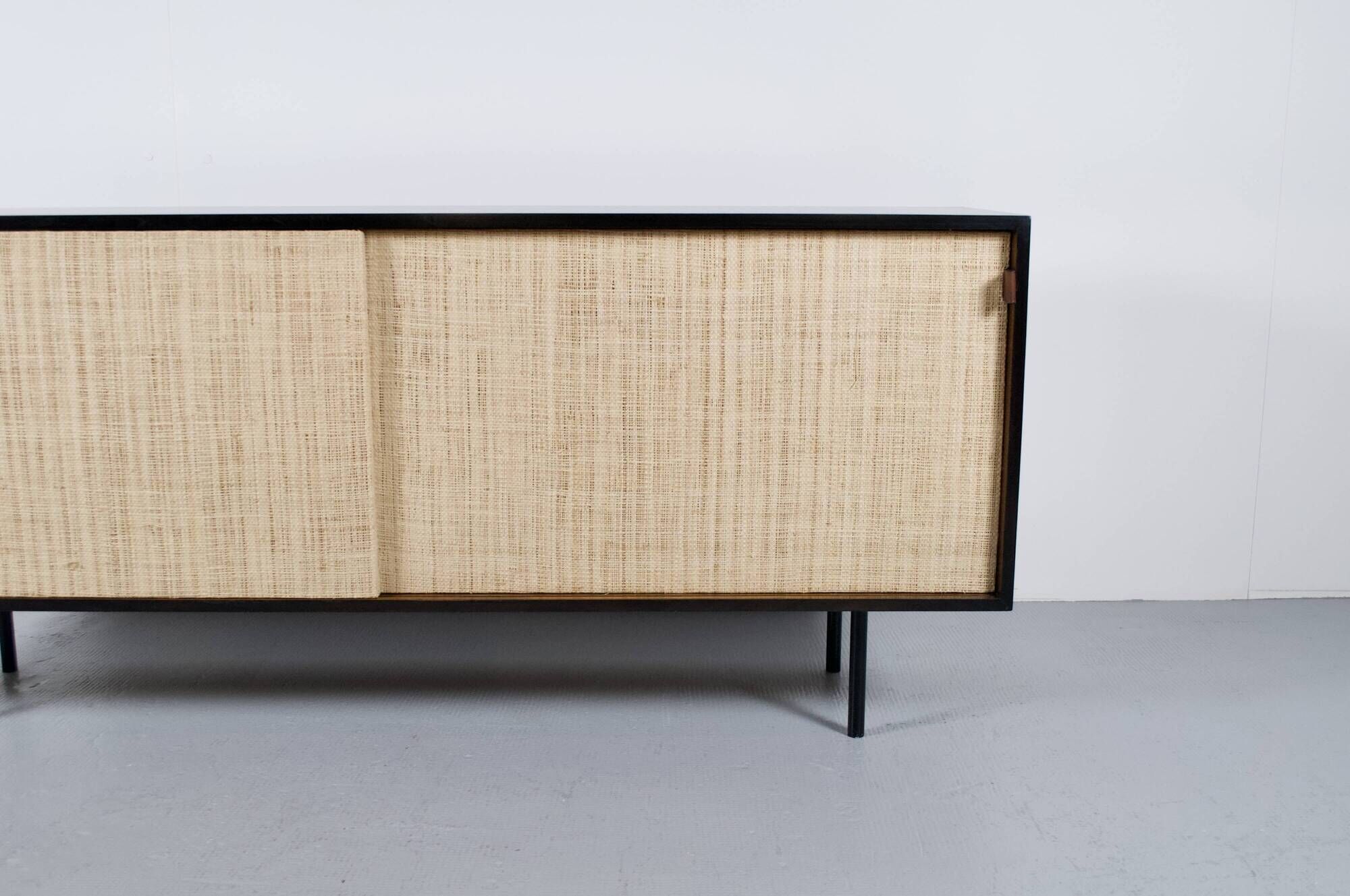 ENFILADE FLORENCE KNOLL MODEL 116 WOOD LEATHER AND RATTAN 1960
