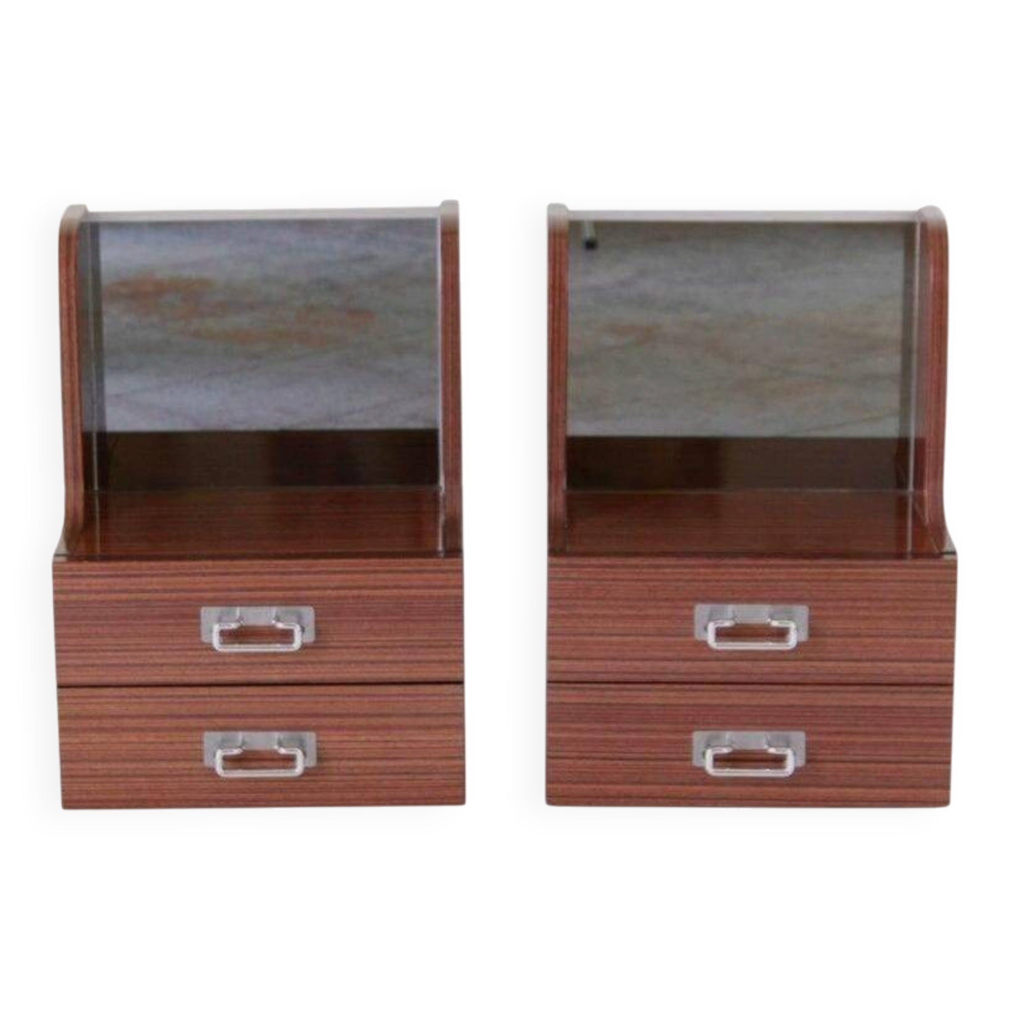 Vintage Italian Mid-Century Modern Wood Bedside Tables, 1970 circa