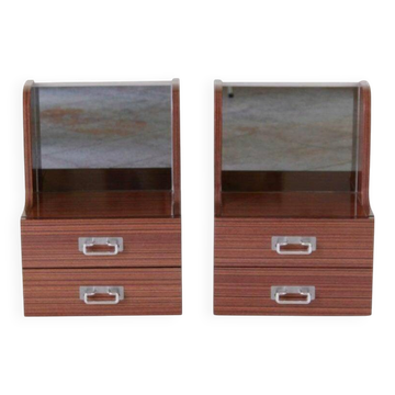 Vintage Italian Mid-Century Modern Wood Bedside Tables, 1970 circa