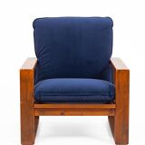 Armchairs in Blue Velvet, 1970s (2 pieces)