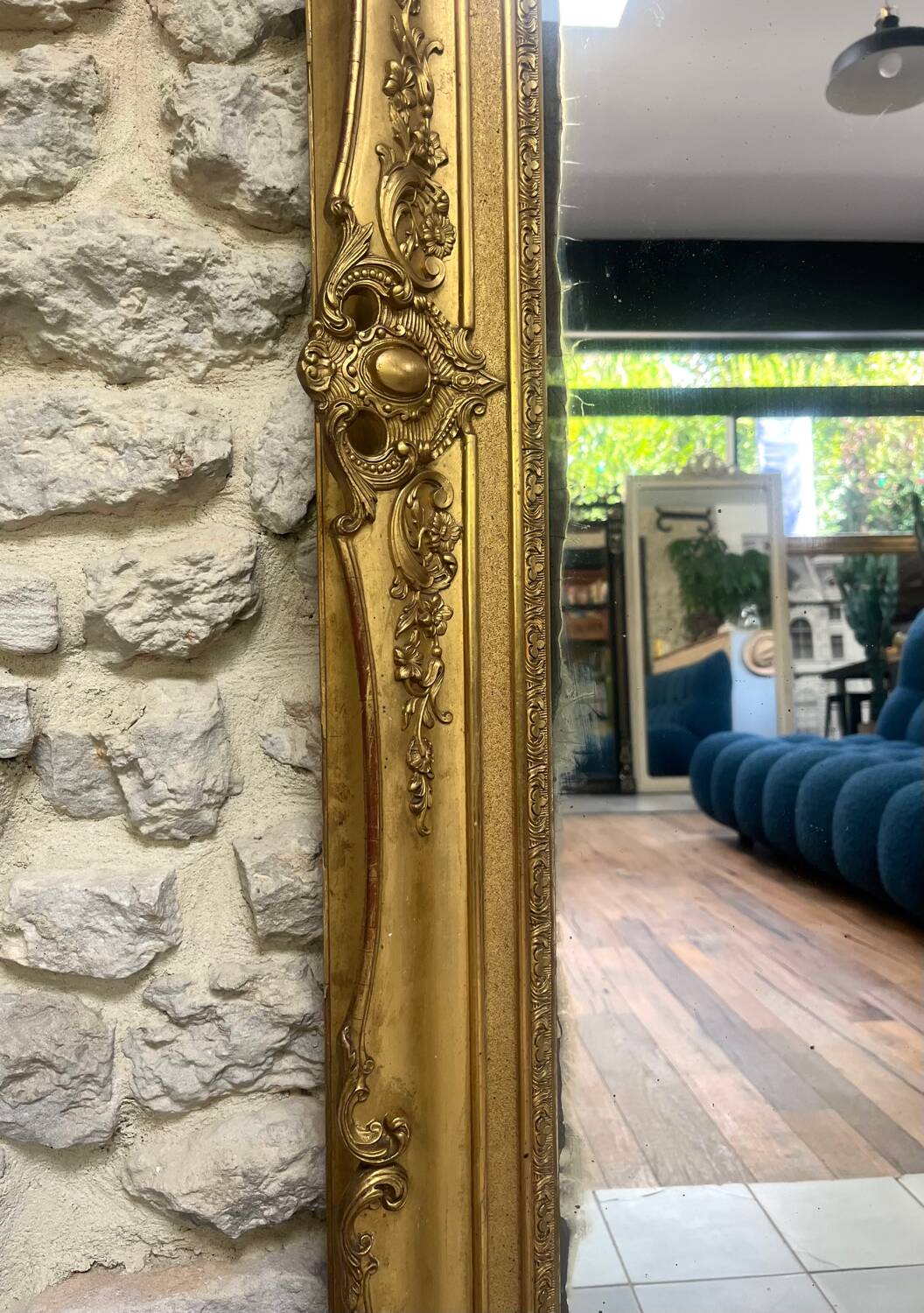 Antique Empire period mirror 165.5cm gilded with gold leaf