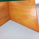 Vintage rectangular coffee table in solid elm and glass from the 80s