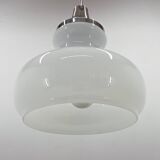 1970s Chrome & Milk Glass Pendant Light, Czechoslovakia