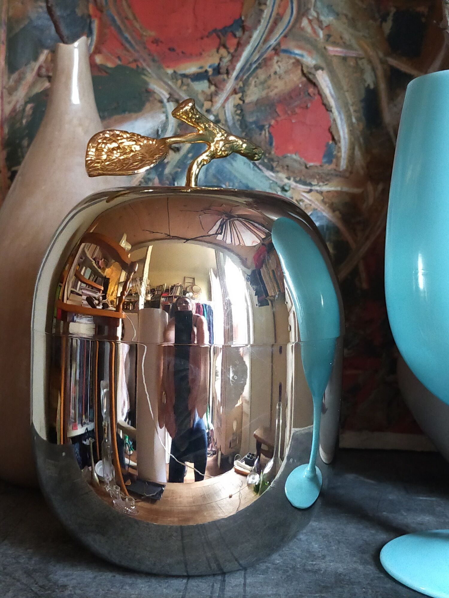 Apple ice bucket in silver metal signed Daniel CREGUT vintage