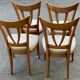 4 solid wood and fabric dining room chairs